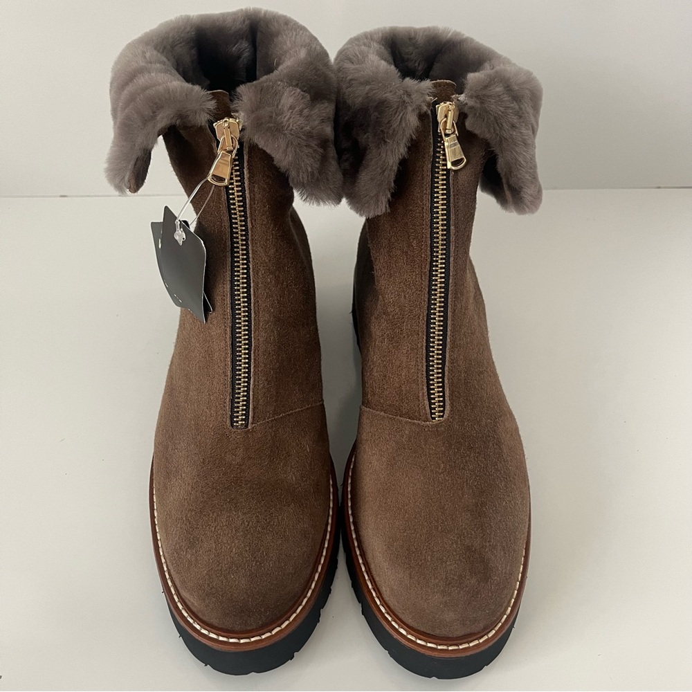 RON WHITE Paige Genuine Shearling Lined Weatherproof Bootie in Brown NEW - Picture 6 of 16